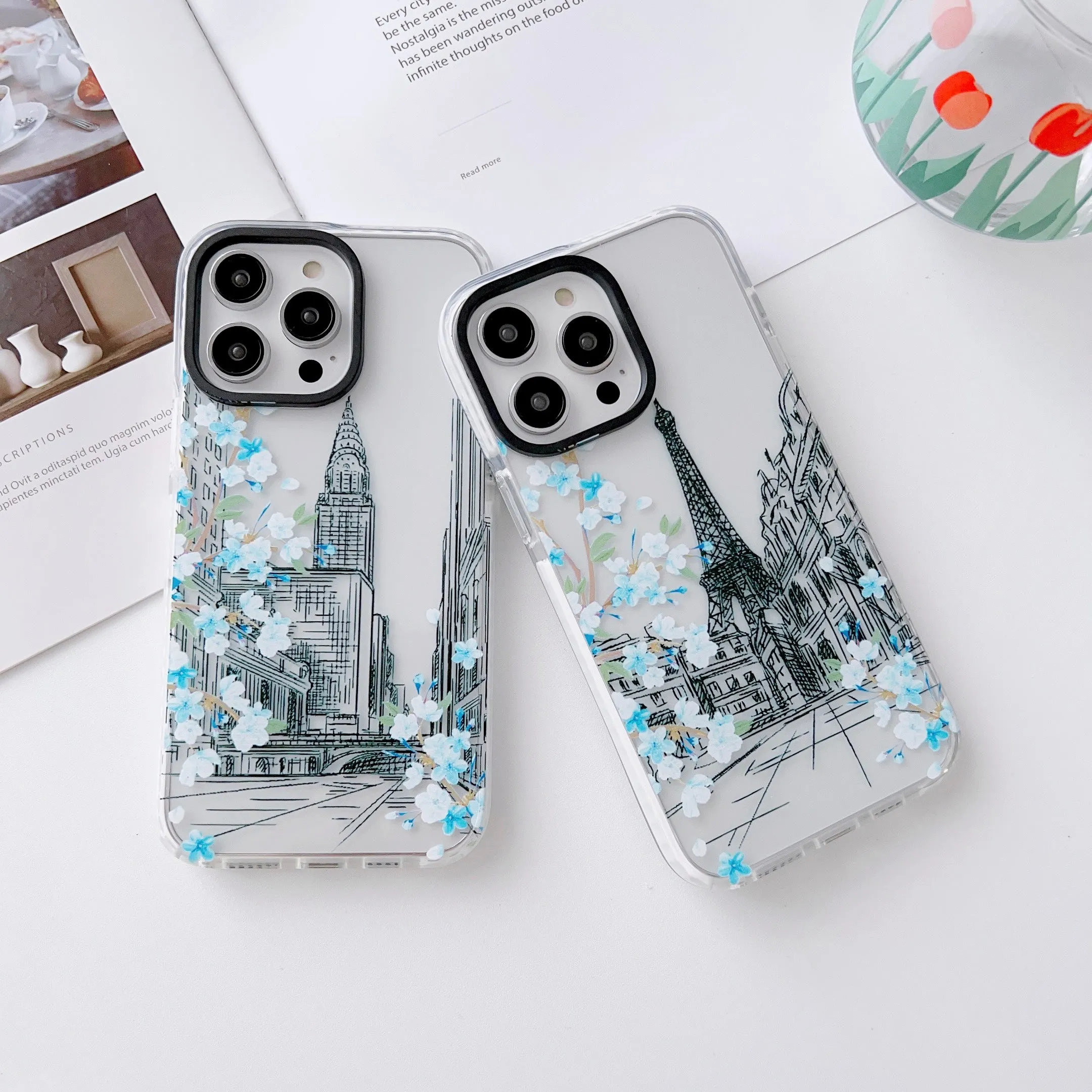 iPhone Impact Proof Silicon Case ( Paris And London Blue )