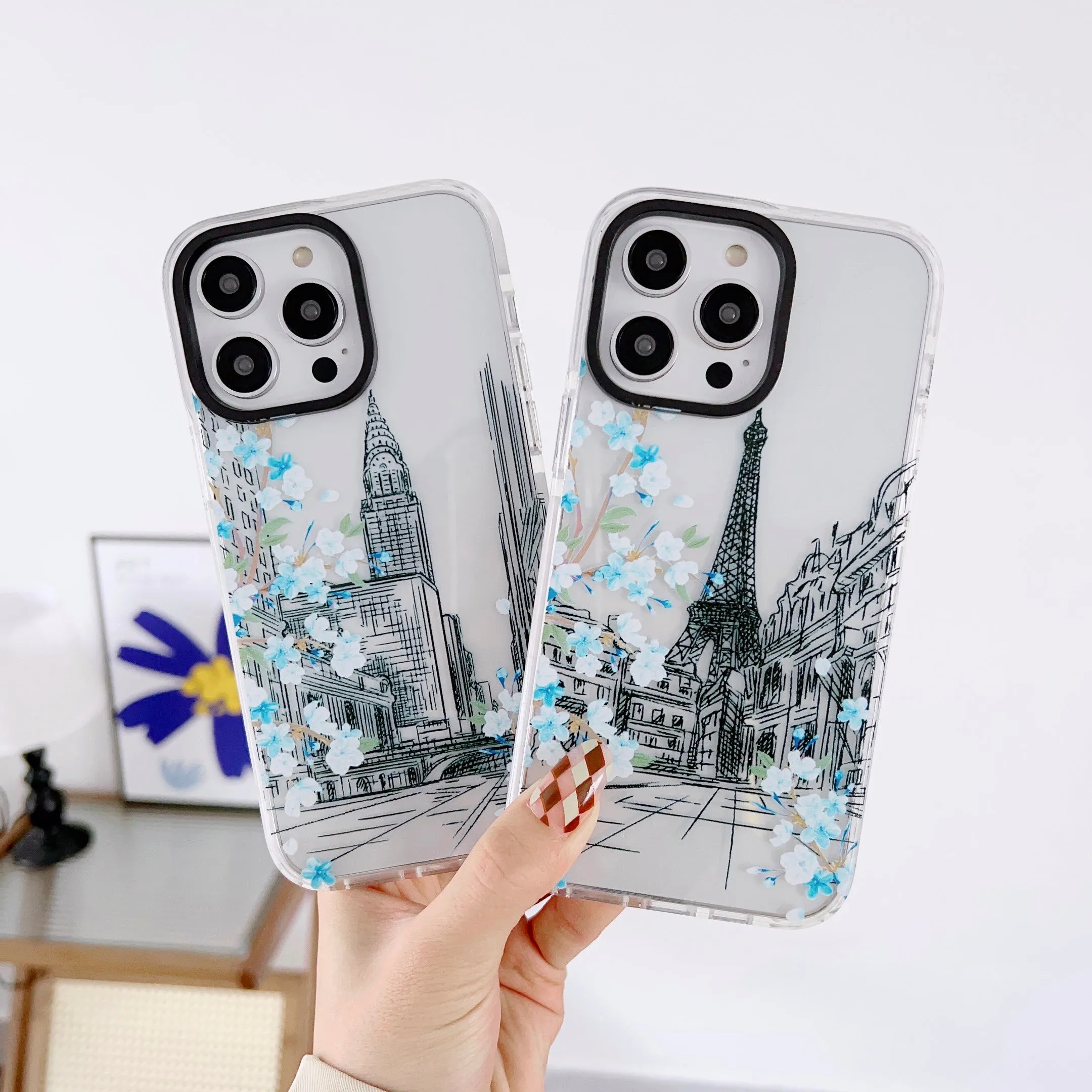 iPhone Impact Proof Silicon Case ( Paris And London Blue )