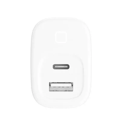 Just Wireless Pro Series 30W 2-Port USB-A & USB-C Home Charger with 6' USB-C to USB-C Cable - White