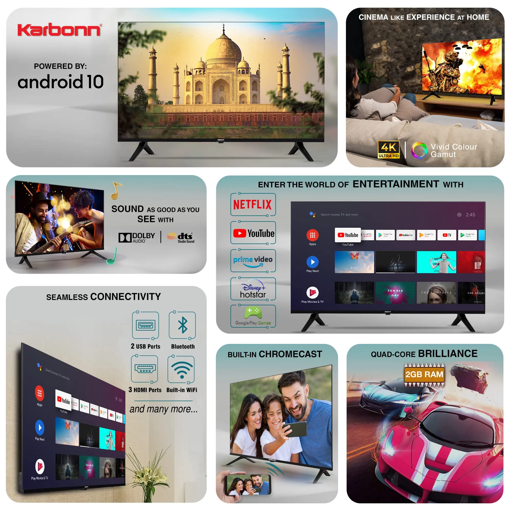 Karbonn 109 cm (43 inches) Karnival Series 4K Ultra HD Smart Android IPS LED TV KJS43ASUHD (Black)