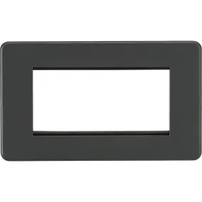 Knightsbridge Screwless 4 Module Euro Plate Anthracite