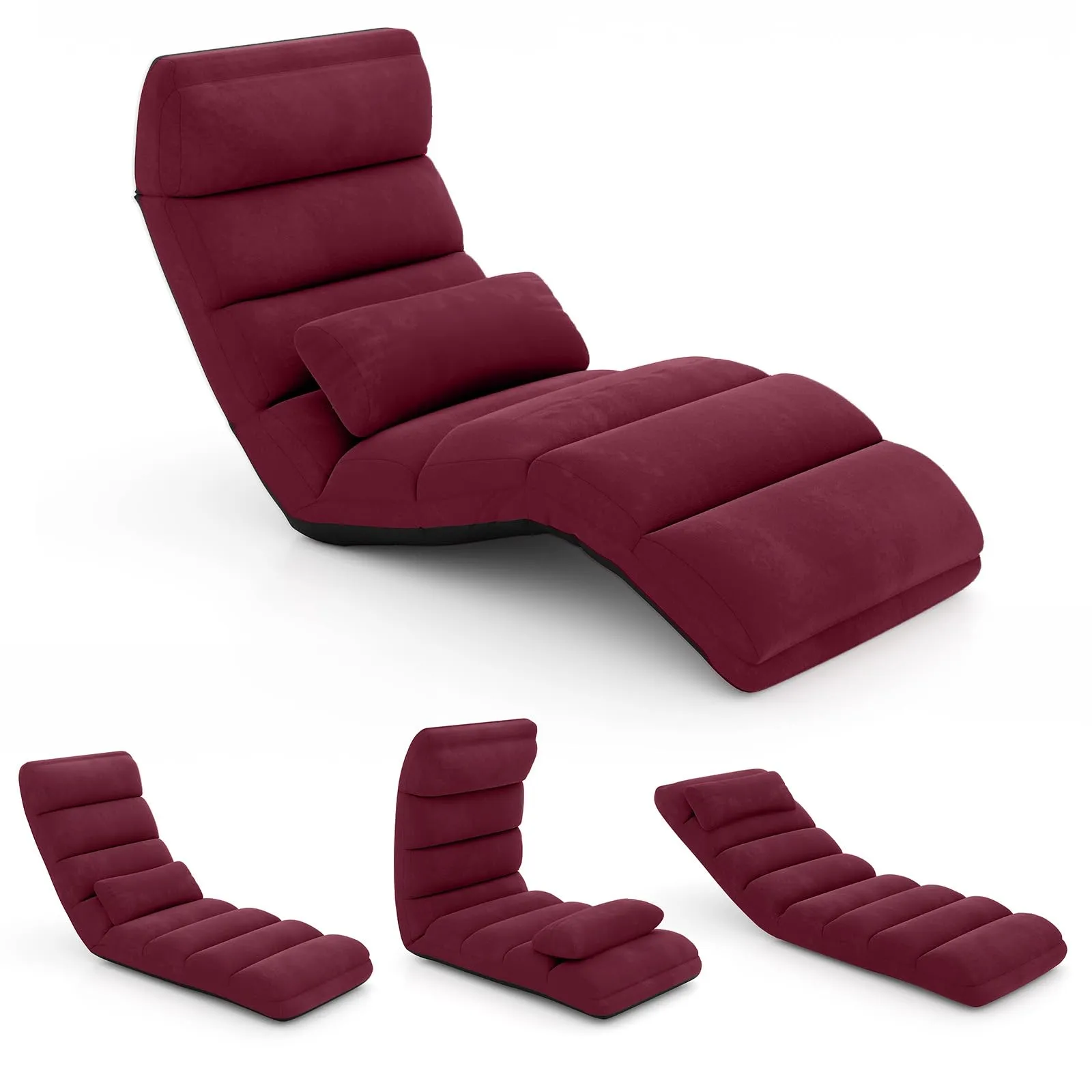 KOMFOTT Adjustable 5-Position Floor Lounger with Thick Padded & Pillow