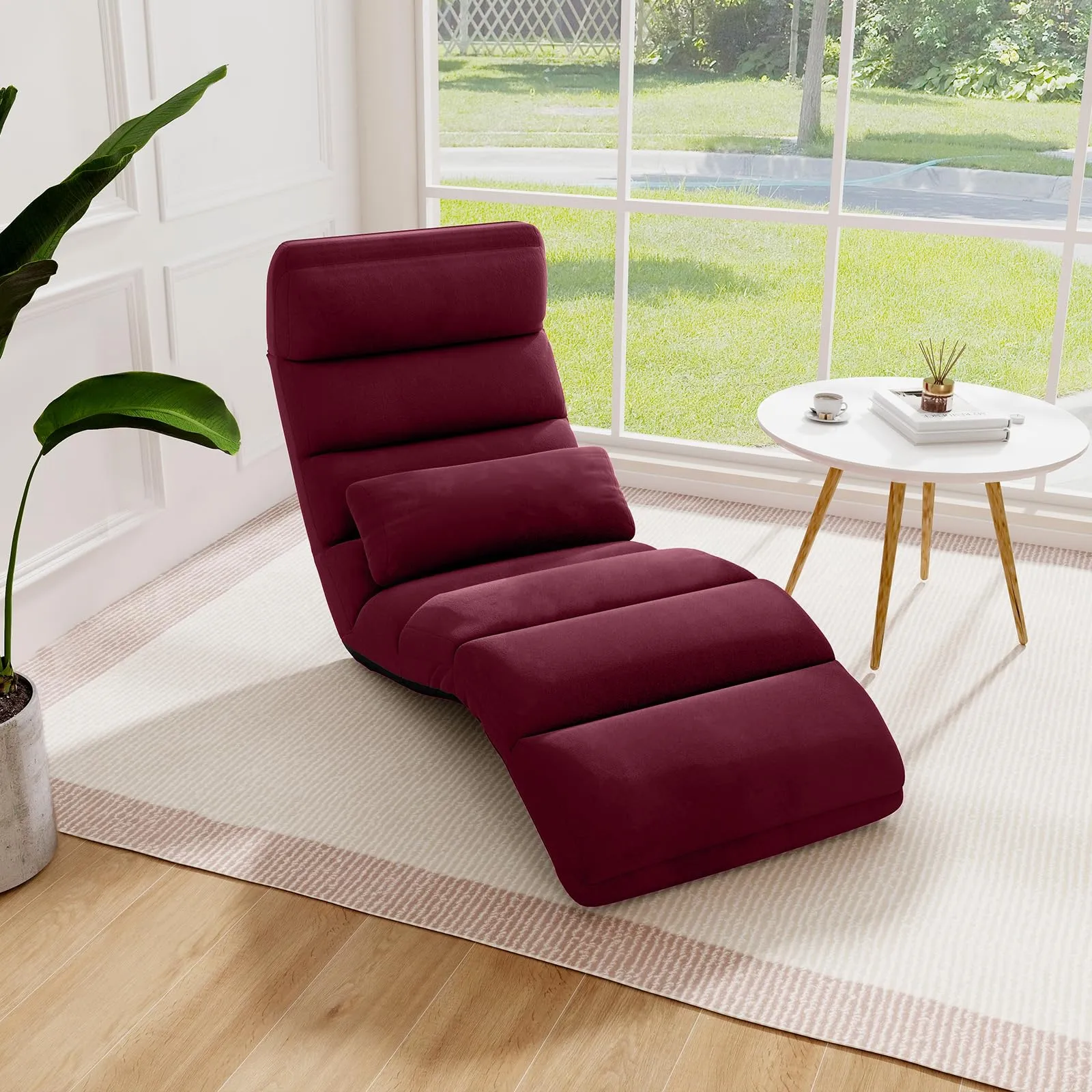 KOMFOTT Adjustable 5-Position Floor Lounger with Thick Padded & Pillow