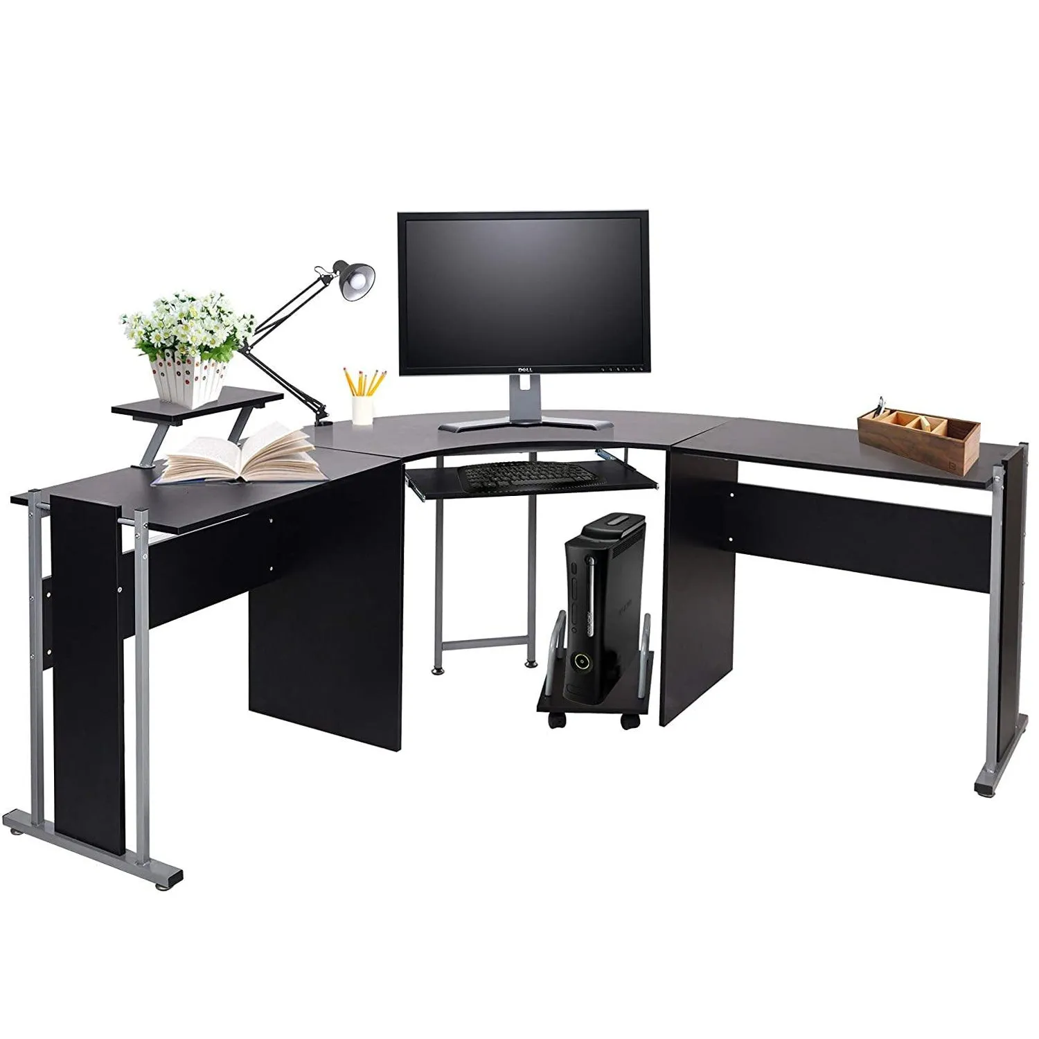 L-Shaped Computer Desk Modern Corner Table Wood Laptop Gaming Desk 71.2 x 22 x 30.3in