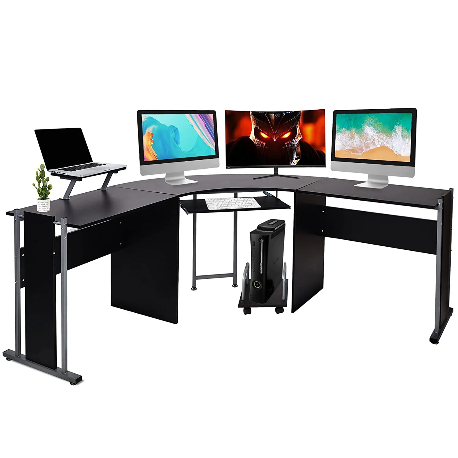 L-Shaped Computer Desk Modern Corner Table Wood Laptop Gaming Desk 71.2 x 22 x 30.3in