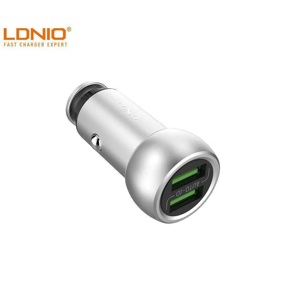 LDNIO C401 (3.6A) Zinc Alloy Series Dual USB Port Car Charger with Micro USB 1M Cable