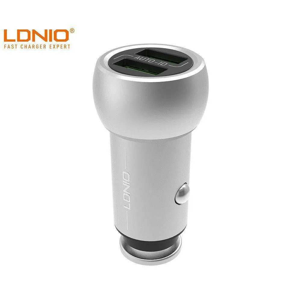 LDNIO C401 (3.6A) Zinc Alloy Series Dual USB Port Car Charger with Micro USB 1M Cable