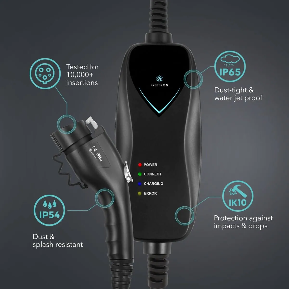 Lectron Portable Level 1 J1772 EV Charger   Tesla Supercharger (NACS) to CCS Adapter Bundle (Charger: 15A / 110V / NEMA 5-15 | Adapter: 500A / 1000V)