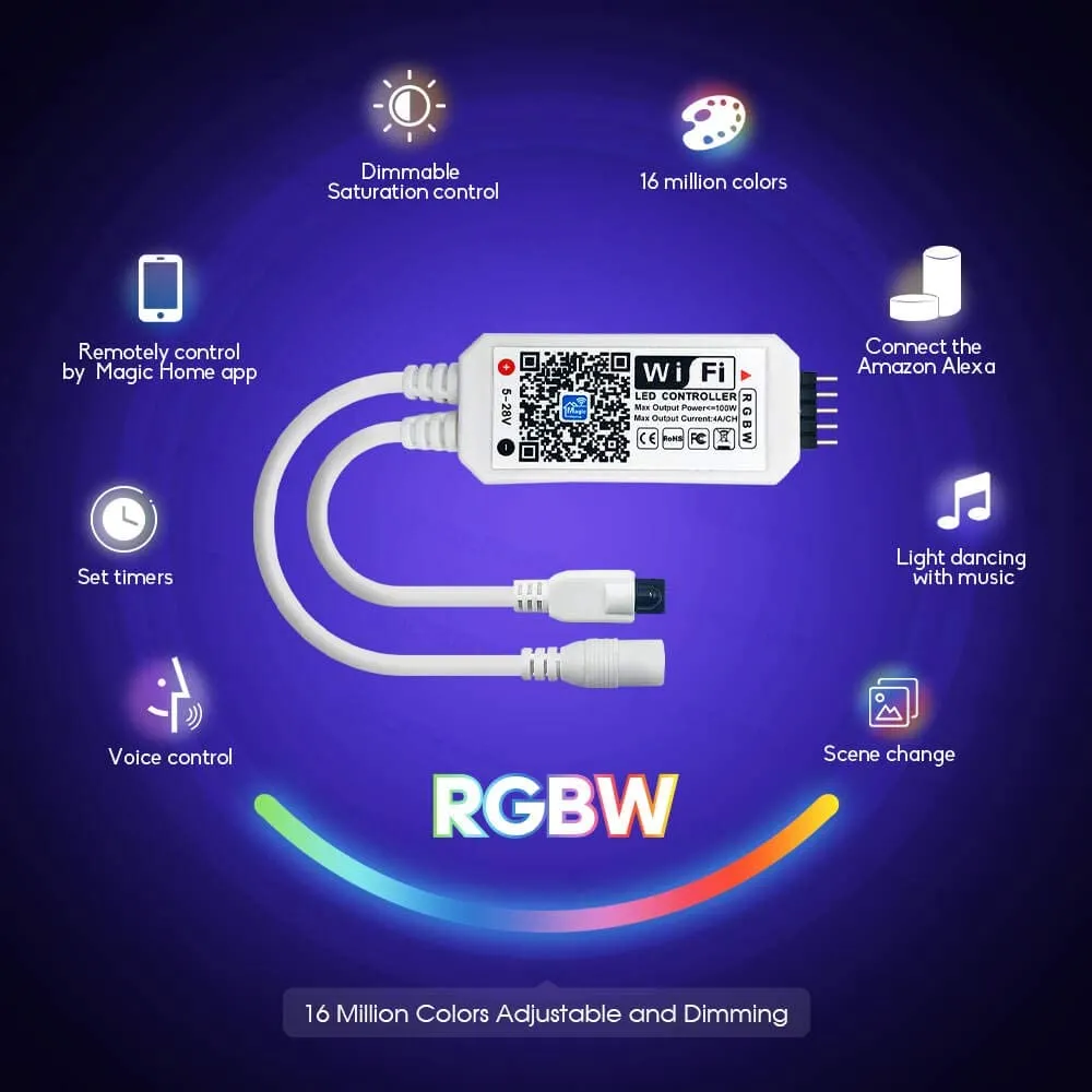 LED RGBW Wifi Controller with Remote Multi-Zone