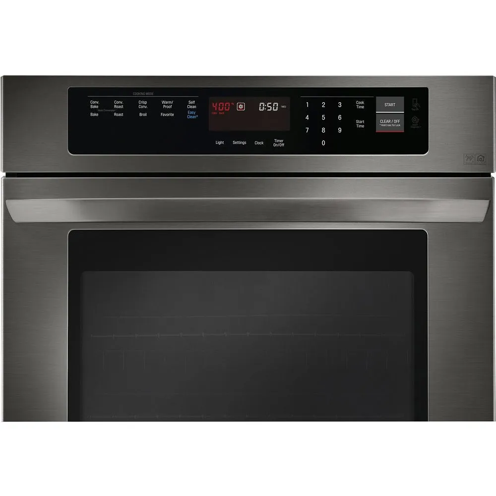 LG - 30" Built In Single Electric Convection Wall Oven - Black stainless steel