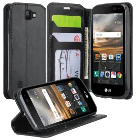 LG K3 Wallet Case, Pu Leather Wallet Case [Kickstand] with ID & Credit Card Slots for LG K 3 - Black