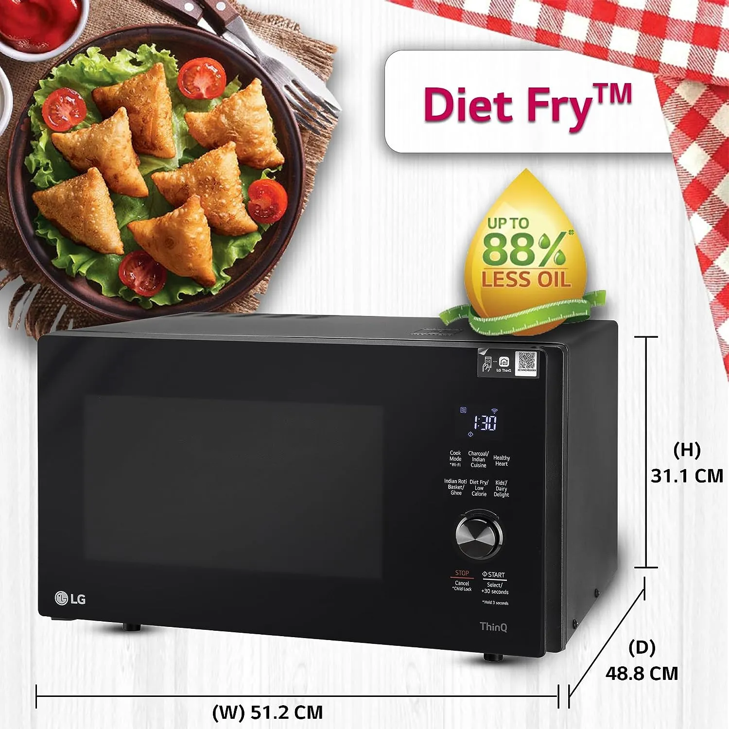 LG MJEN286UFW 28 L Wi-Fi Enabled Charcoal Convection Healthy Microwave Oven ( Black, Diet Fry)