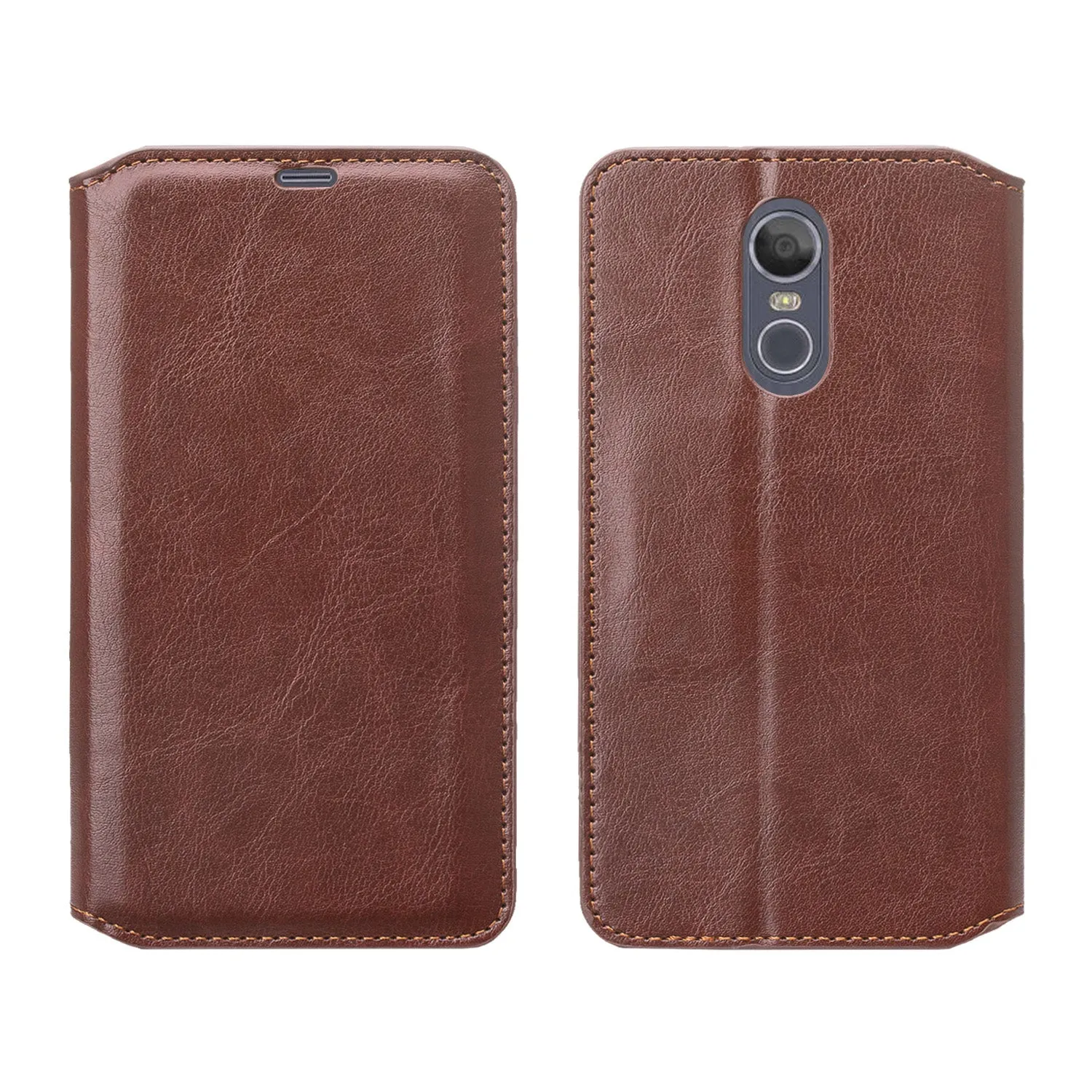 LG Stylo 4 Case, Stylo 4 Plus, Q Stylus Leather Wallet Case [Kickstand] with ID & Credit Card Slots - Brown