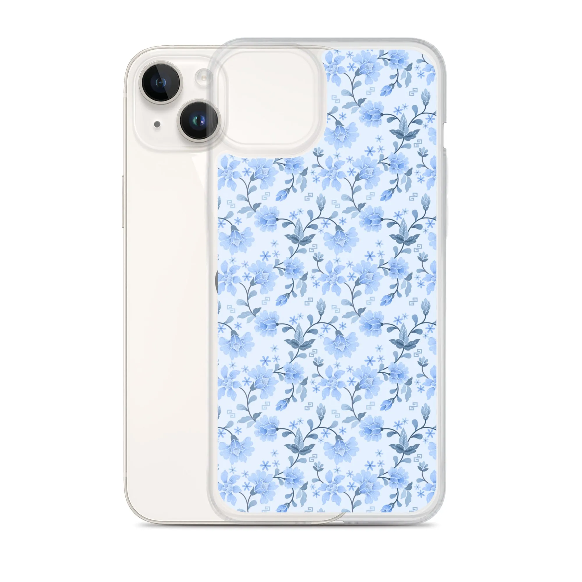 Light Blue Flowers iPhone 15 14 13 12 Pro Max Case, Petal Print Cute Gift Aesthetic iPhone 11 Mini SE 2020 XS XR X 7 Plus 8 Cell Phone