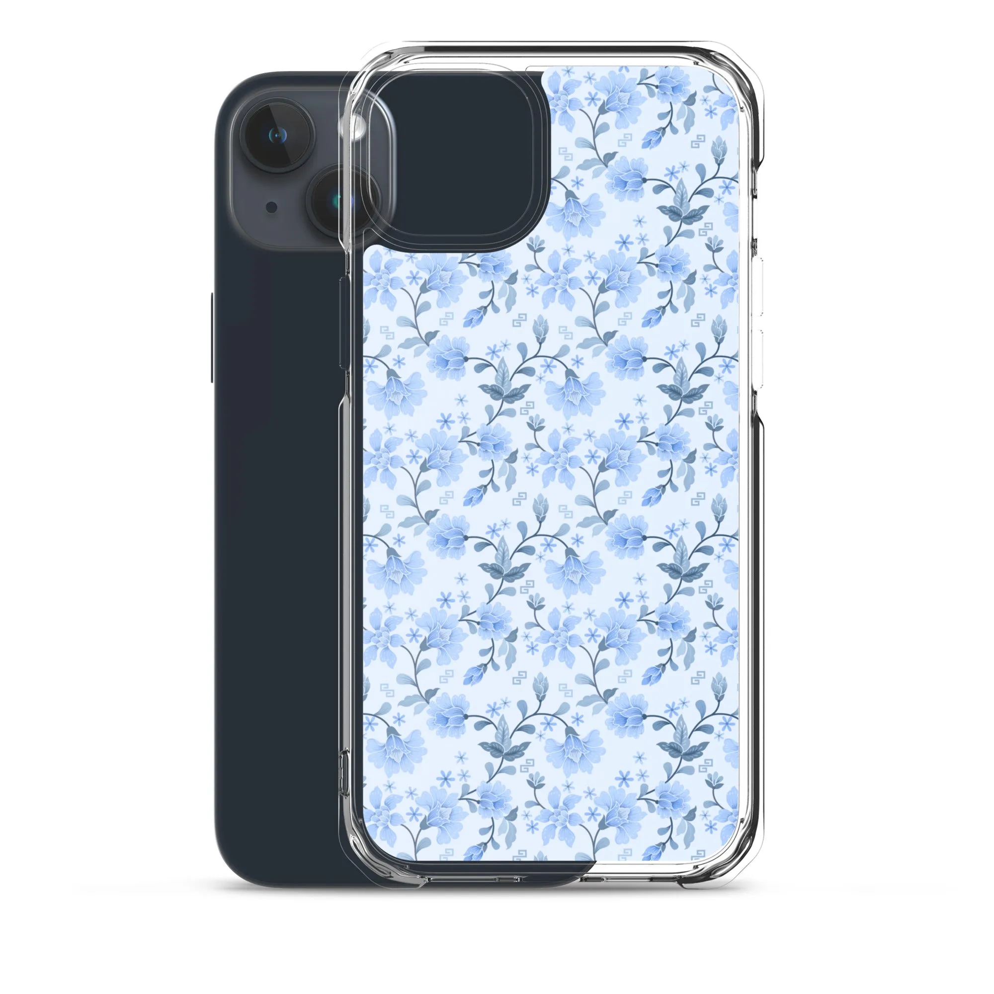 Light Blue Flowers iPhone 15 14 13 12 Pro Max Case, Petal Print Cute Gift Aesthetic iPhone 11 Mini SE 2020 XS XR X 7 Plus 8 Cell Phone