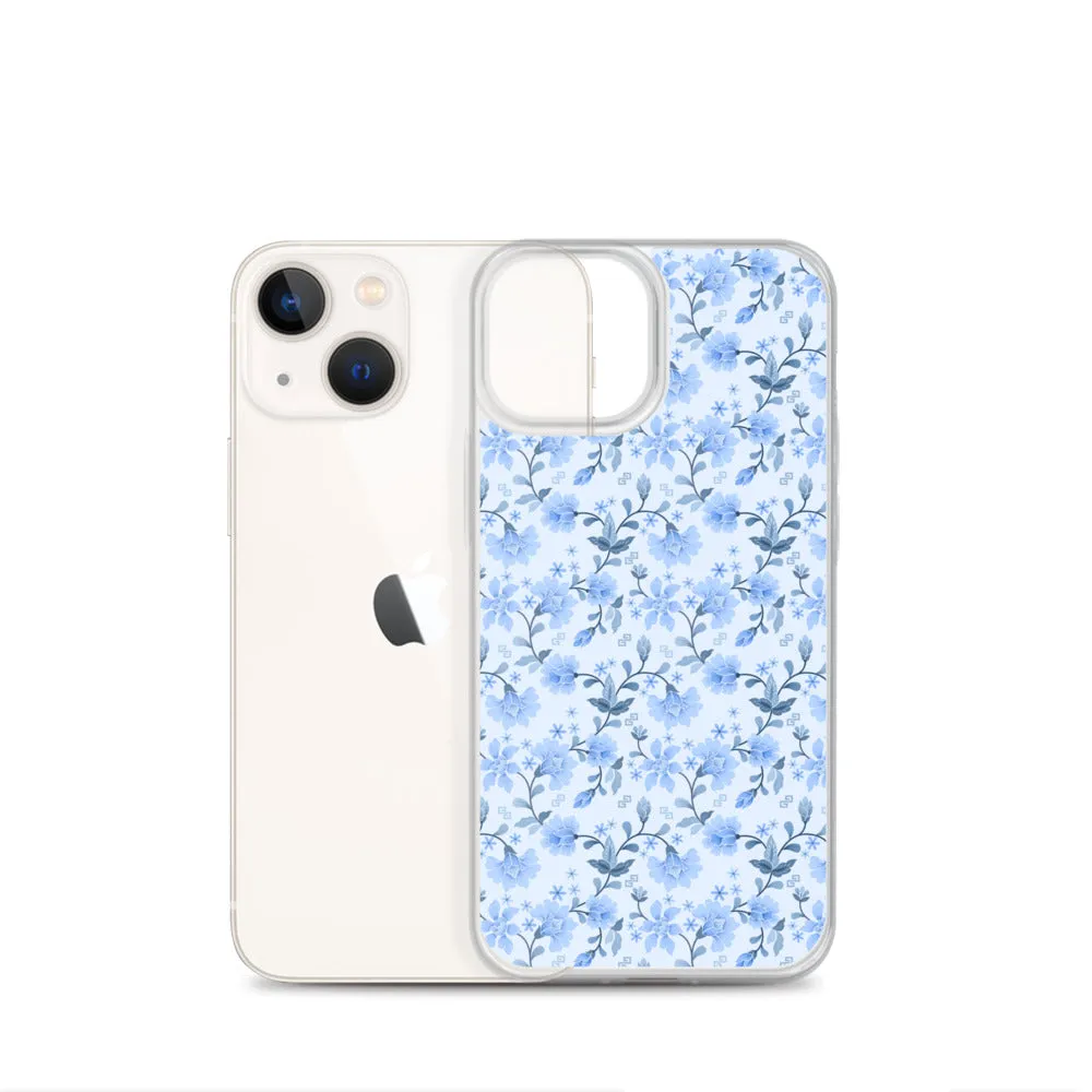 Light Blue Flowers iPhone 15 14 13 12 Pro Max Case, Petal Print Cute Gift Aesthetic iPhone 11 Mini SE 2020 XS XR X 7 Plus 8 Cell Phone