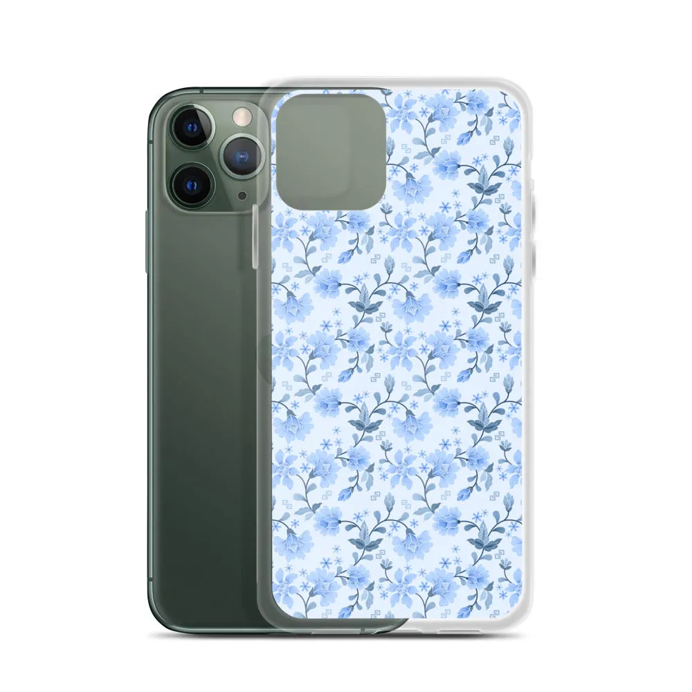 Light Blue Flowers iPhone 15 14 13 12 Pro Max Case, Petal Print Cute Gift Aesthetic iPhone 11 Mini SE 2020 XS XR X 7 Plus 8 Cell Phone