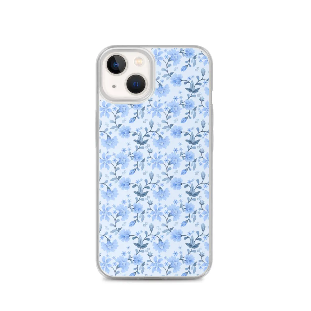 Light Blue Flowers iPhone 15 14 13 12 Pro Max Case, Petal Print Cute Gift Aesthetic iPhone 11 Mini SE 2020 XS XR X 7 Plus 8 Cell Phone