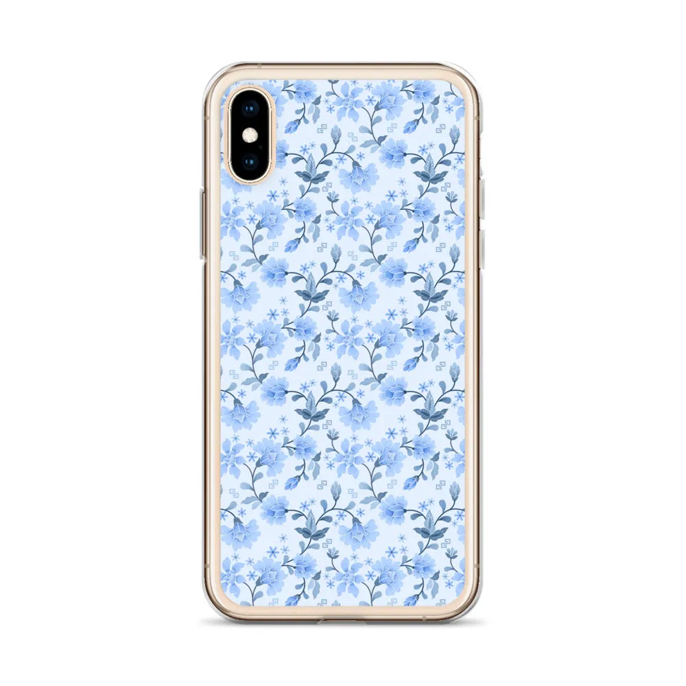 Light Blue Flowers iPhone 15 14 13 12 Pro Max Case, Petal Print Cute Gift Aesthetic iPhone 11 Mini SE 2020 XS XR X 7 Plus 8 Cell Phone