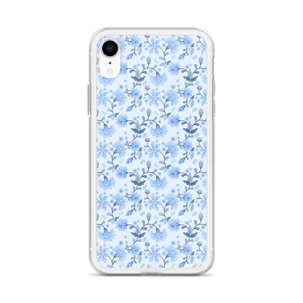 Light Blue Flowers iPhone 15 14 13 12 Pro Max Case, Petal Print Cute Gift Aesthetic iPhone 11 Mini SE 2020 XS XR X 7 Plus 8 Cell Phone