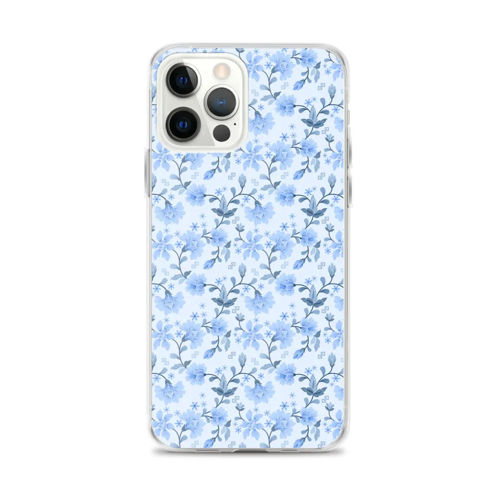 Light Blue Flowers iPhone 15 14 13 12 Pro Max Case, Petal Print Cute Gift Aesthetic iPhone 11 Mini SE 2020 XS XR X 7 Plus 8 Cell Phone