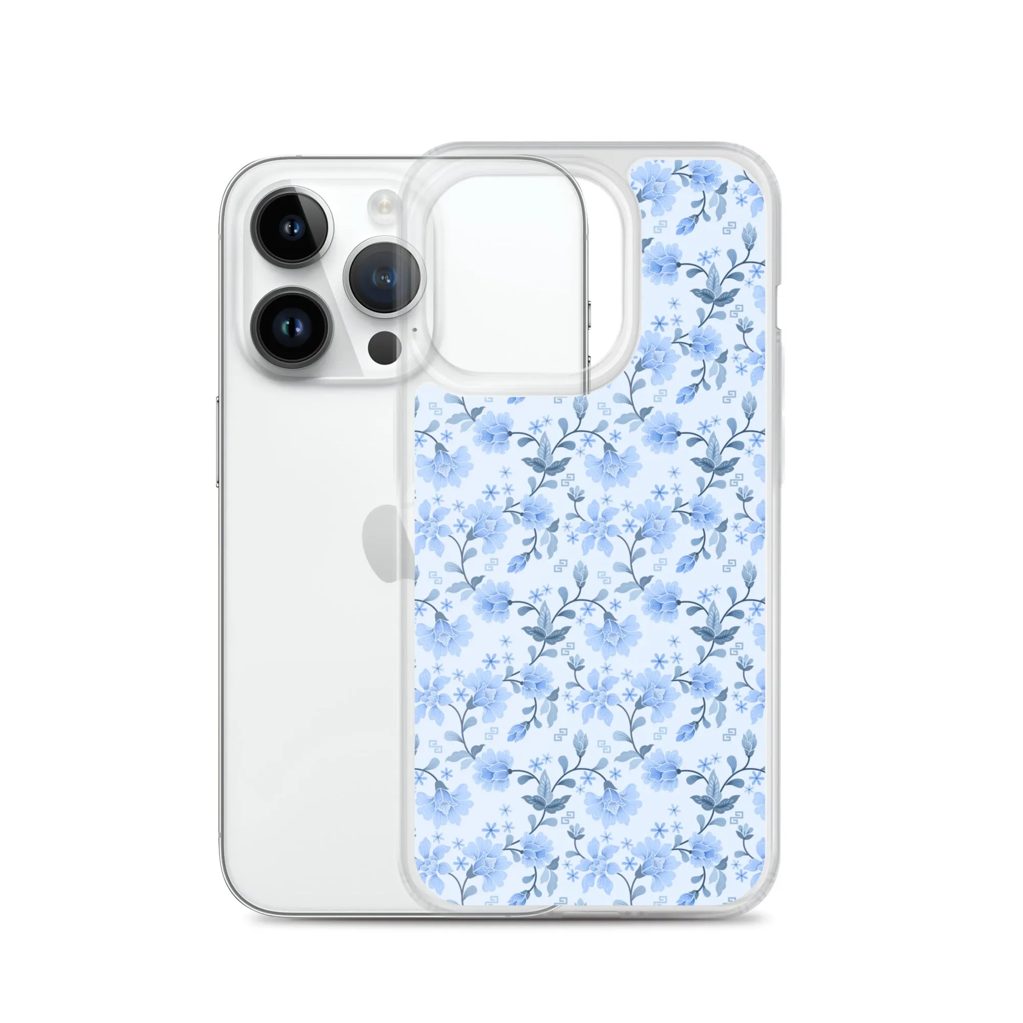 Light Blue Flowers iPhone 15 14 13 12 Pro Max Case, Petal Print Cute Gift Aesthetic iPhone 11 Mini SE 2020 XS XR X 7 Plus 8 Cell Phone