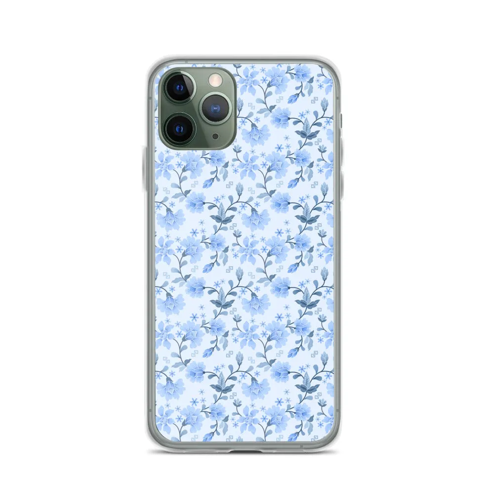 Light Blue Flowers iPhone 15 14 13 12 Pro Max Case, Petal Print Cute Gift Aesthetic iPhone 11 Mini SE 2020 XS XR X 7 Plus 8 Cell Phone