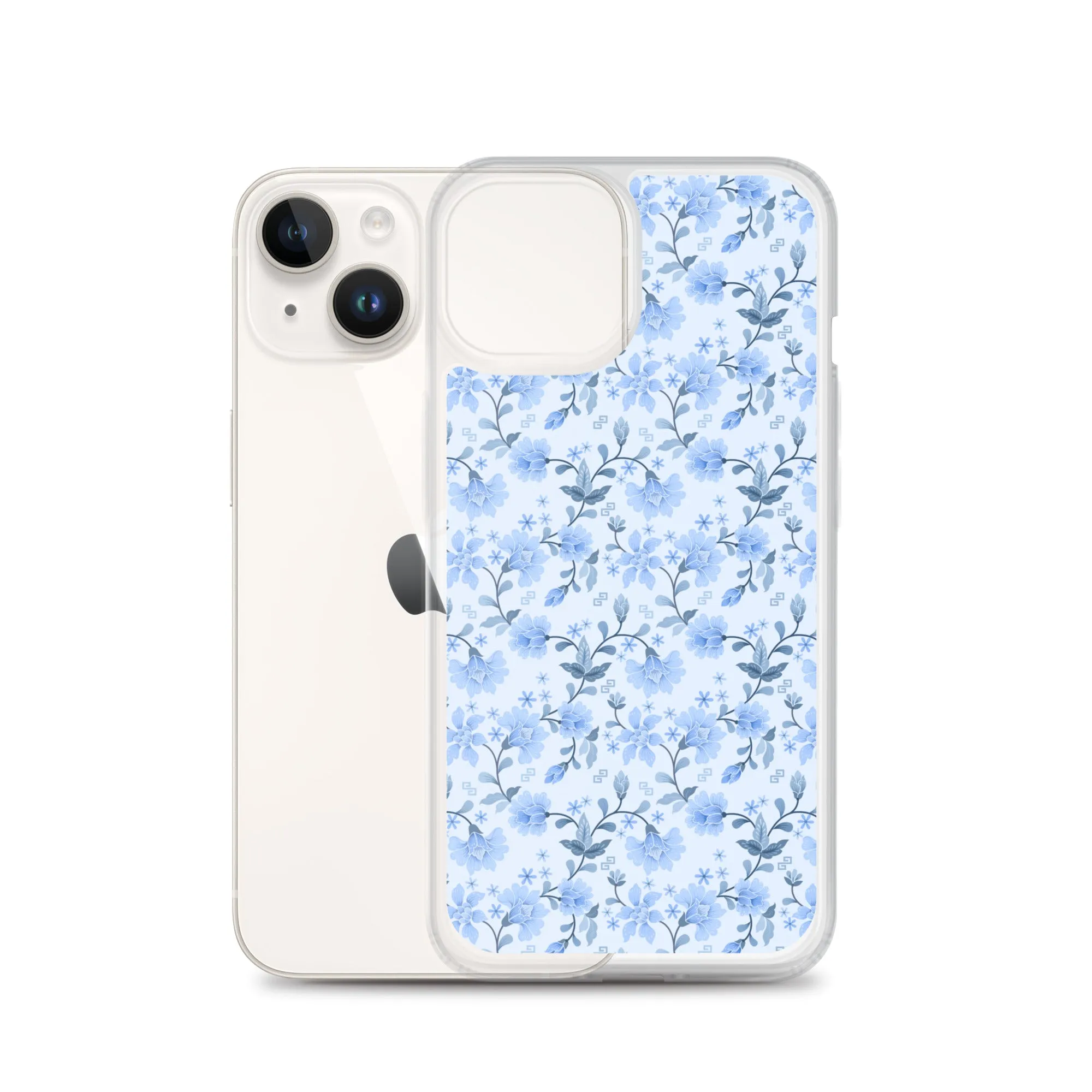 Light Blue Flowers iPhone 15 14 13 12 Pro Max Case, Petal Print Cute Gift Aesthetic iPhone 11 Mini SE 2020 XS XR X 7 Plus 8 Cell Phone