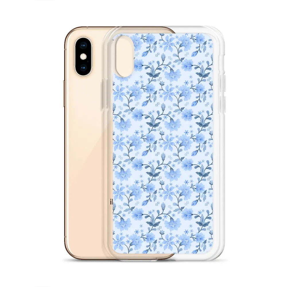 Light Blue Flowers iPhone 15 14 13 12 Pro Max Case, Petal Print Cute Gift Aesthetic iPhone 11 Mini SE 2020 XS XR X 7 Plus 8 Cell Phone