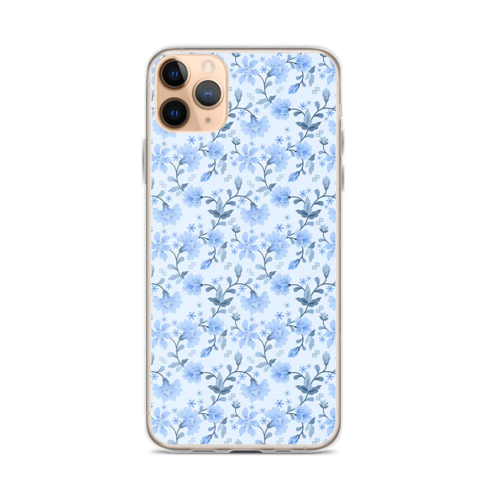 Light Blue Flowers iPhone 15 14 13 12 Pro Max Case, Petal Print Cute Gift Aesthetic iPhone 11 Mini SE 2020 XS XR X 7 Plus 8 Cell Phone