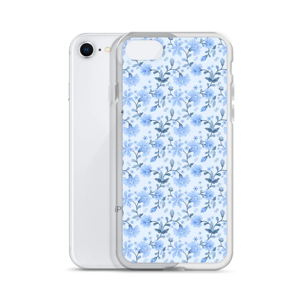 Light Blue Flowers iPhone 15 14 13 12 Pro Max Case, Petal Print Cute Gift Aesthetic iPhone 11 Mini SE 2020 XS XR X 7 Plus 8 Cell Phone