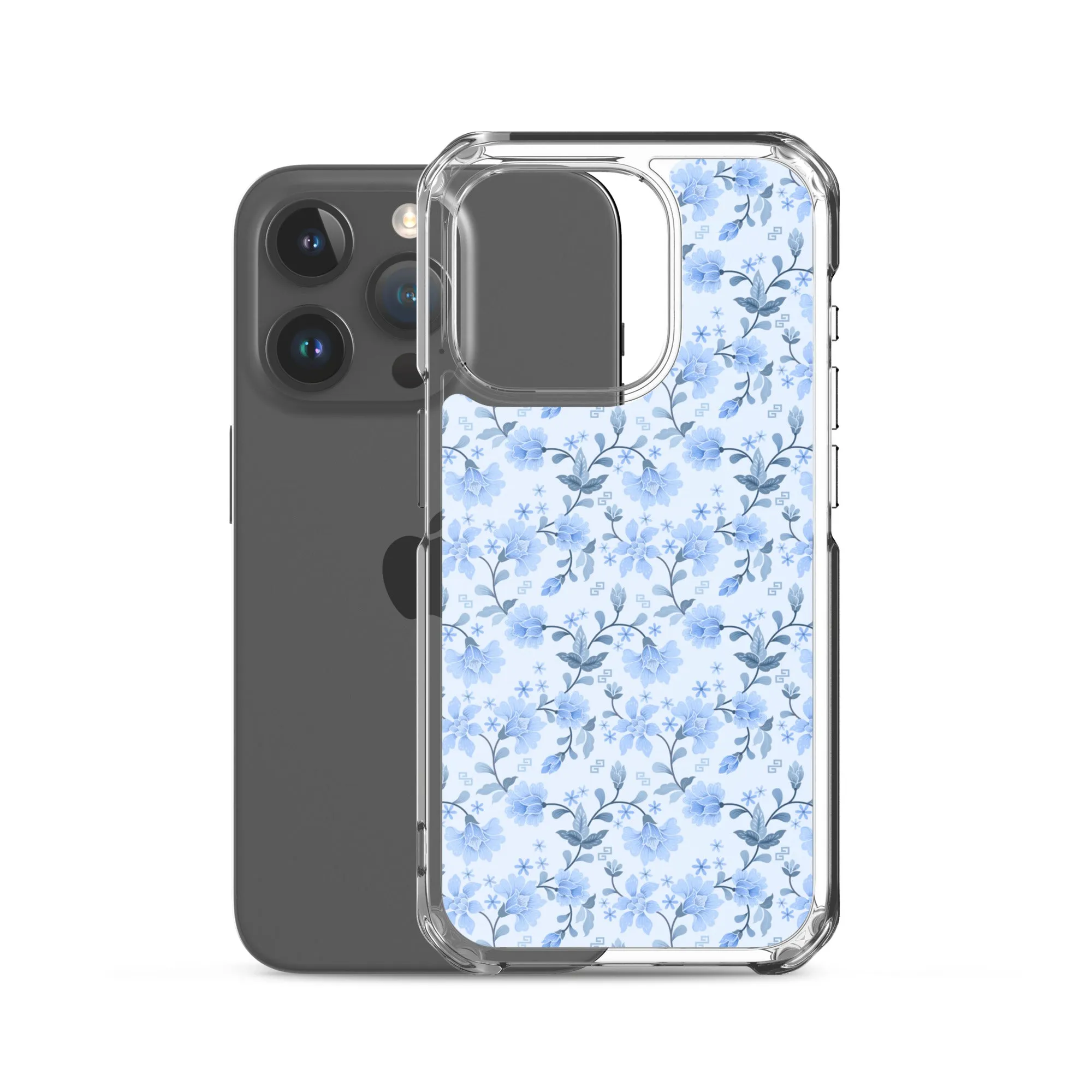 Light Blue Flowers iPhone 15 14 13 12 Pro Max Case, Petal Print Cute Gift Aesthetic iPhone 11 Mini SE 2020 XS XR X 7 Plus 8 Cell Phone