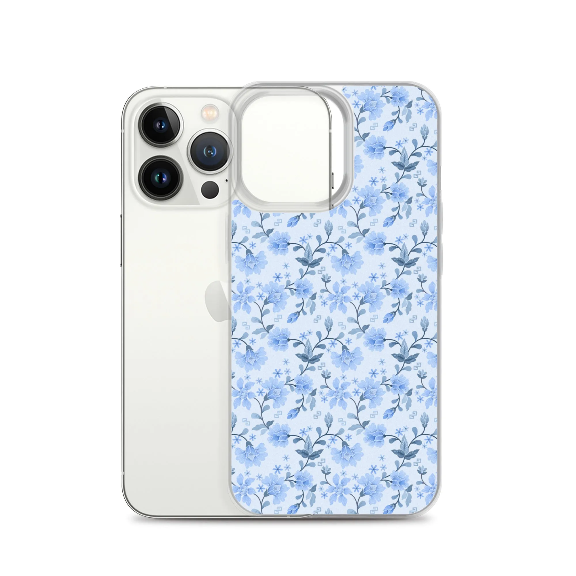 Light Blue Flowers iPhone 15 14 13 12 Pro Max Case, Petal Print Cute Gift Aesthetic iPhone 11 Mini SE 2020 XS XR X 7 Plus 8 Cell Phone