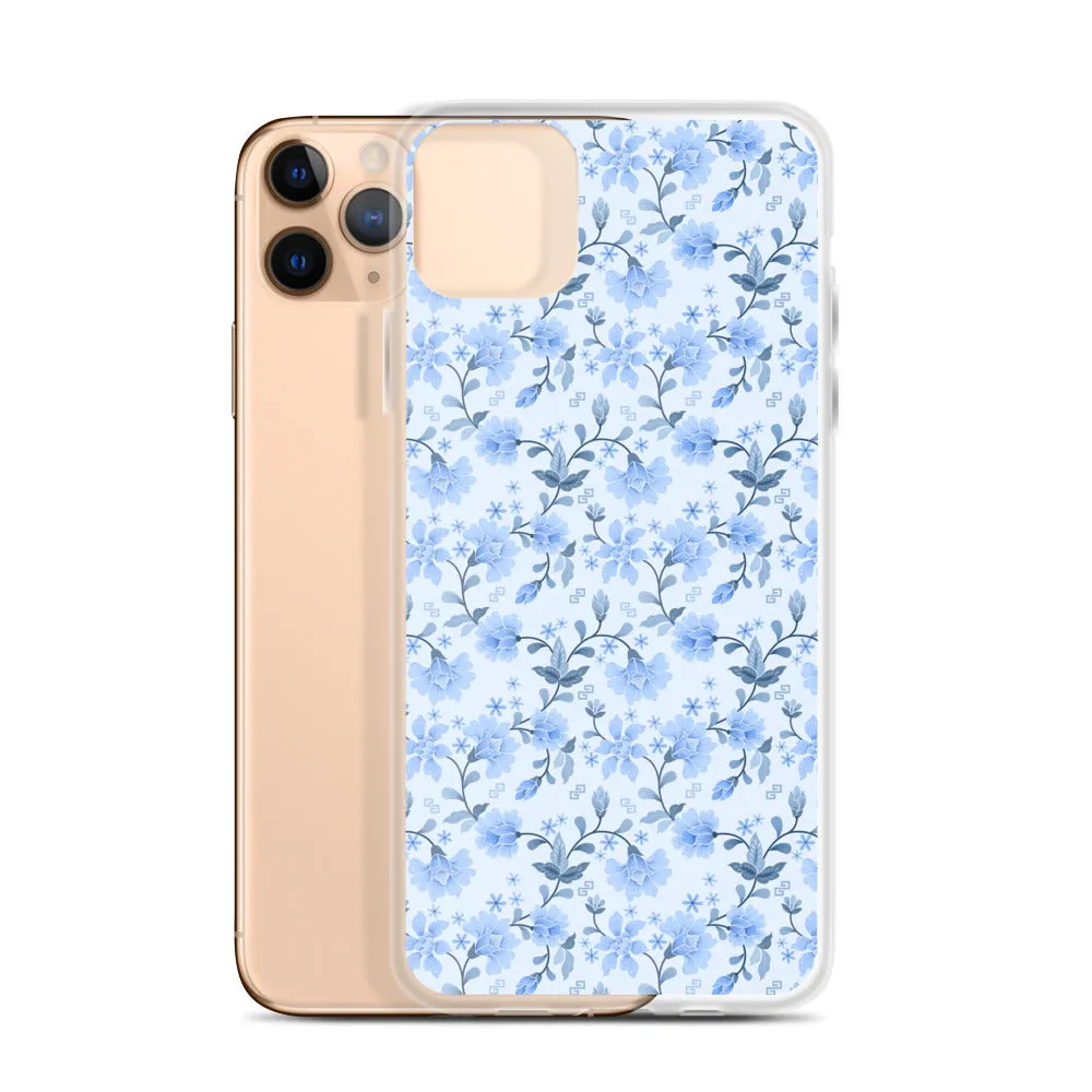 Light Blue Flowers iPhone 15 14 13 12 Pro Max Case, Petal Print Cute Gift Aesthetic iPhone 11 Mini SE 2020 XS XR X 7 Plus 8 Cell Phone