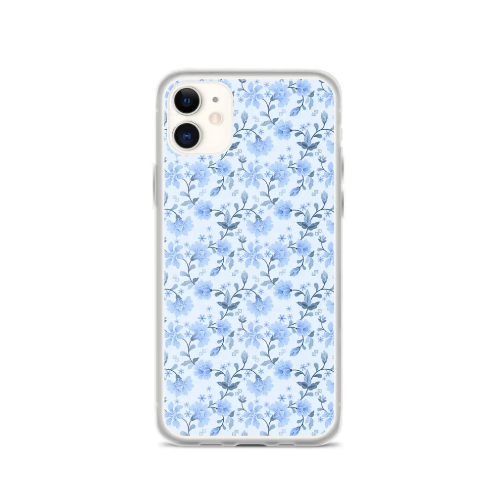 Light Blue Flowers iPhone 15 14 13 12 Pro Max Case, Petal Print Cute Gift Aesthetic iPhone 11 Mini SE 2020 XS XR X 7 Plus 8 Cell Phone