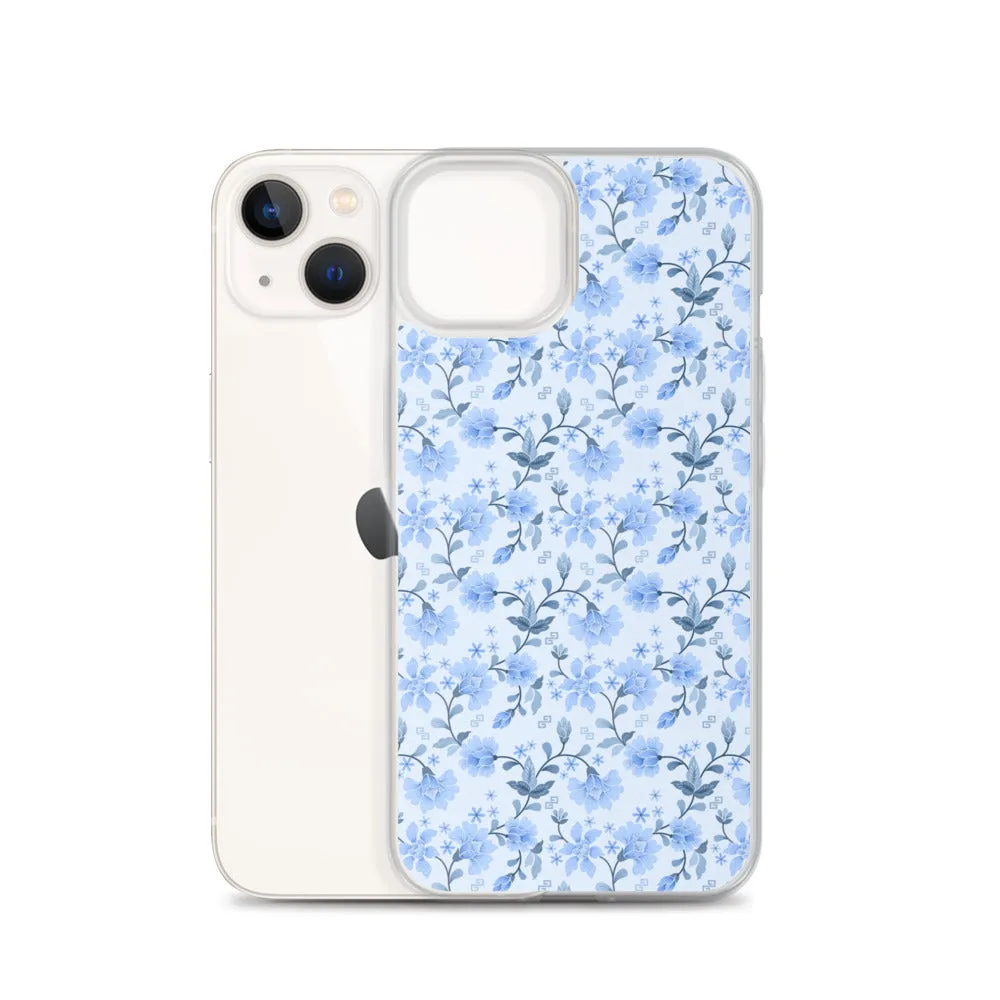 Light Blue Flowers iPhone 15 14 13 12 Pro Max Case, Petal Print Cute Gift Aesthetic iPhone 11 Mini SE 2020 XS XR X 7 Plus 8 Cell Phone