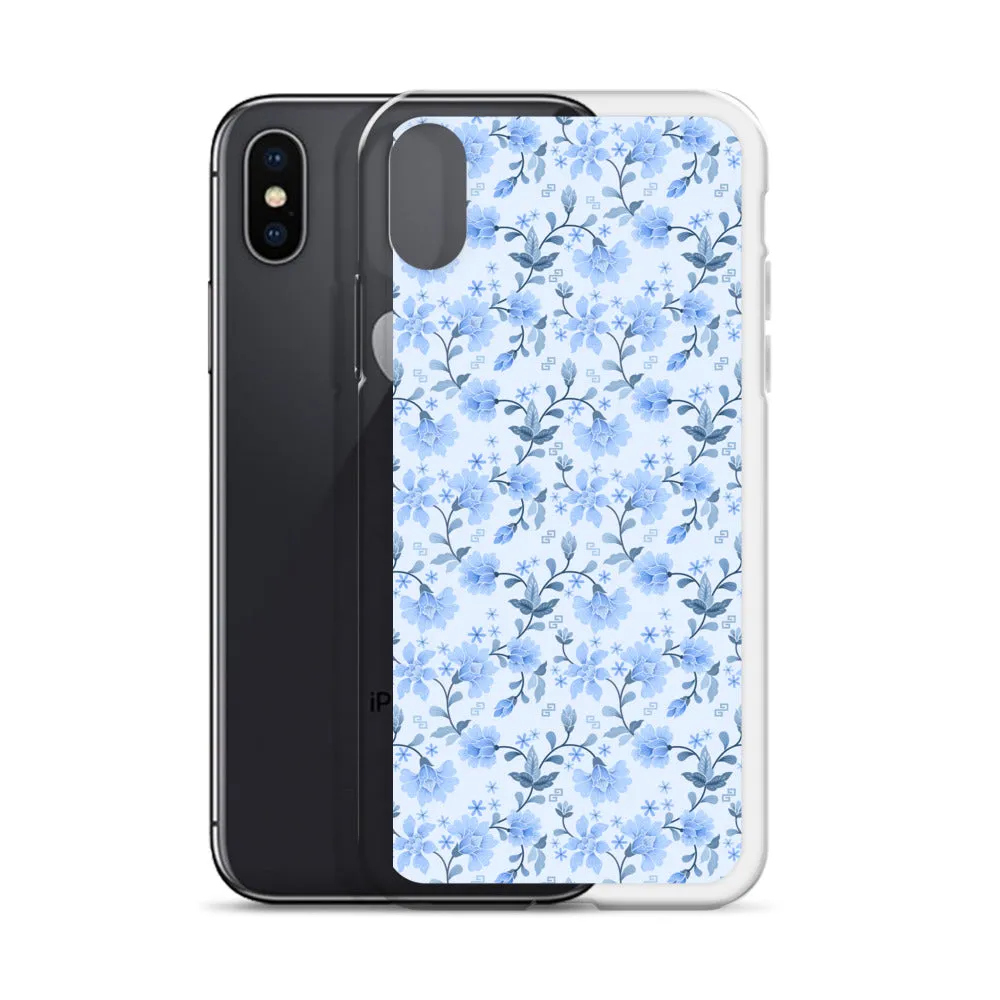 Light Blue Flowers iPhone 15 14 13 12 Pro Max Case, Petal Print Cute Gift Aesthetic iPhone 11 Mini SE 2020 XS XR X 7 Plus 8 Cell Phone