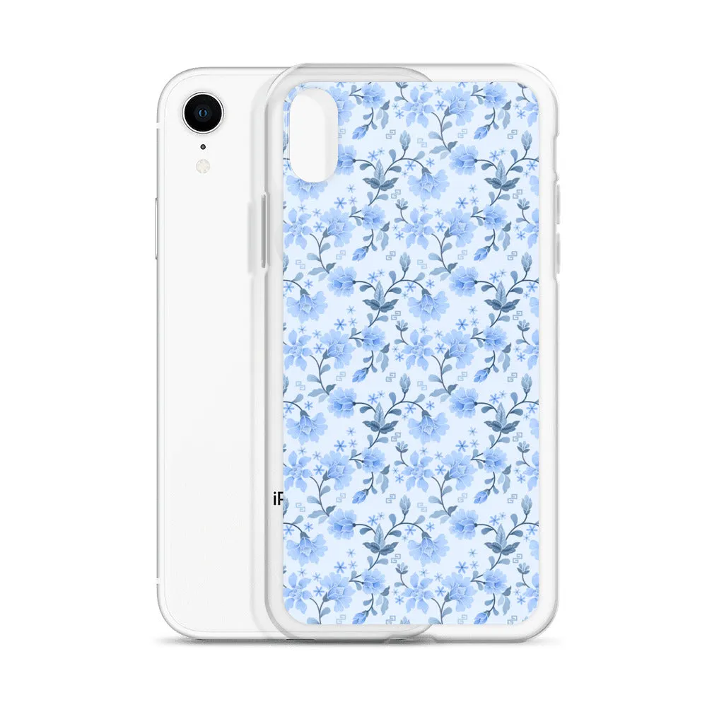 Light Blue Flowers iPhone 15 14 13 12 Pro Max Case, Petal Print Cute Gift Aesthetic iPhone 11 Mini SE 2020 XS XR X 7 Plus 8 Cell Phone