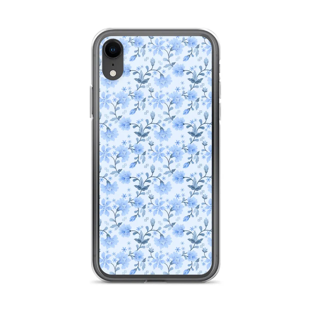 Light Blue Flowers iPhone 15 14 13 12 Pro Max Case, Petal Print Cute Gift Aesthetic iPhone 11 Mini SE 2020 XS XR X 7 Plus 8 Cell Phone