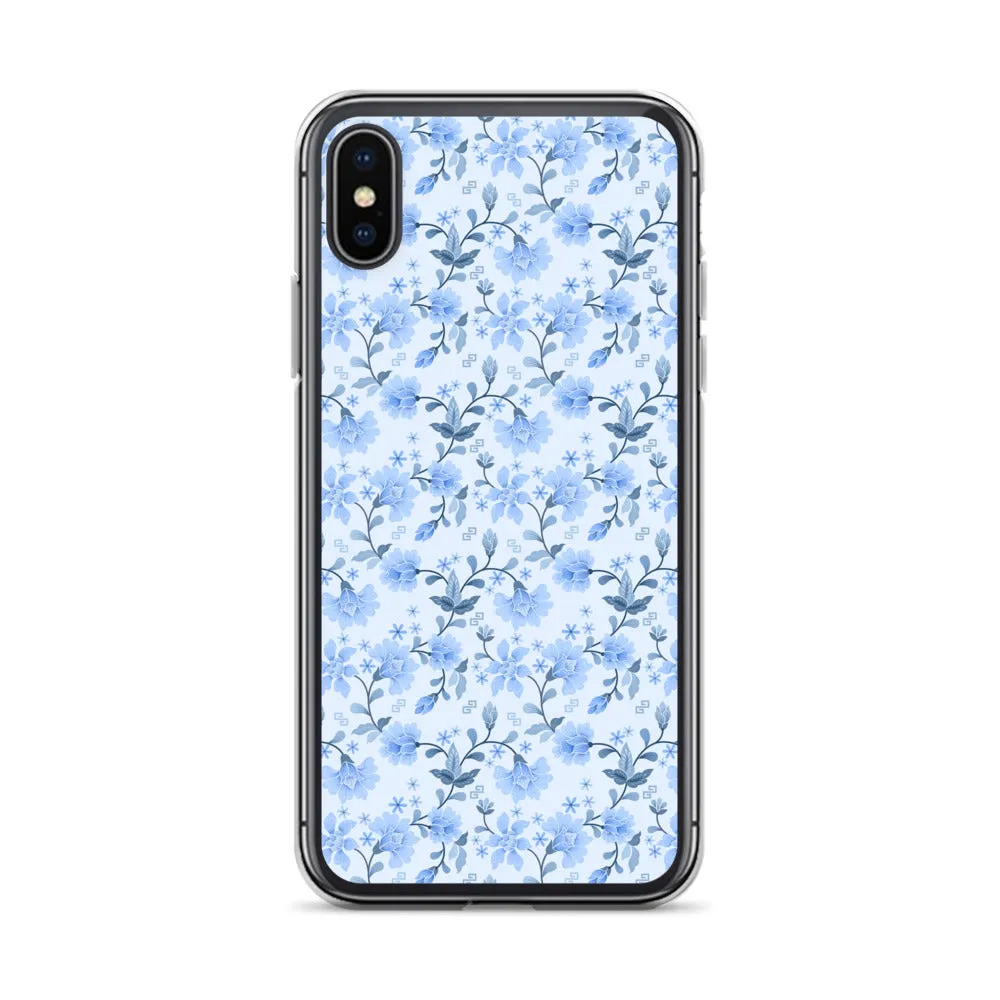 Light Blue Flowers iPhone 15 14 13 12 Pro Max Case, Petal Print Cute Gift Aesthetic iPhone 11 Mini SE 2020 XS XR X 7 Plus 8 Cell Phone