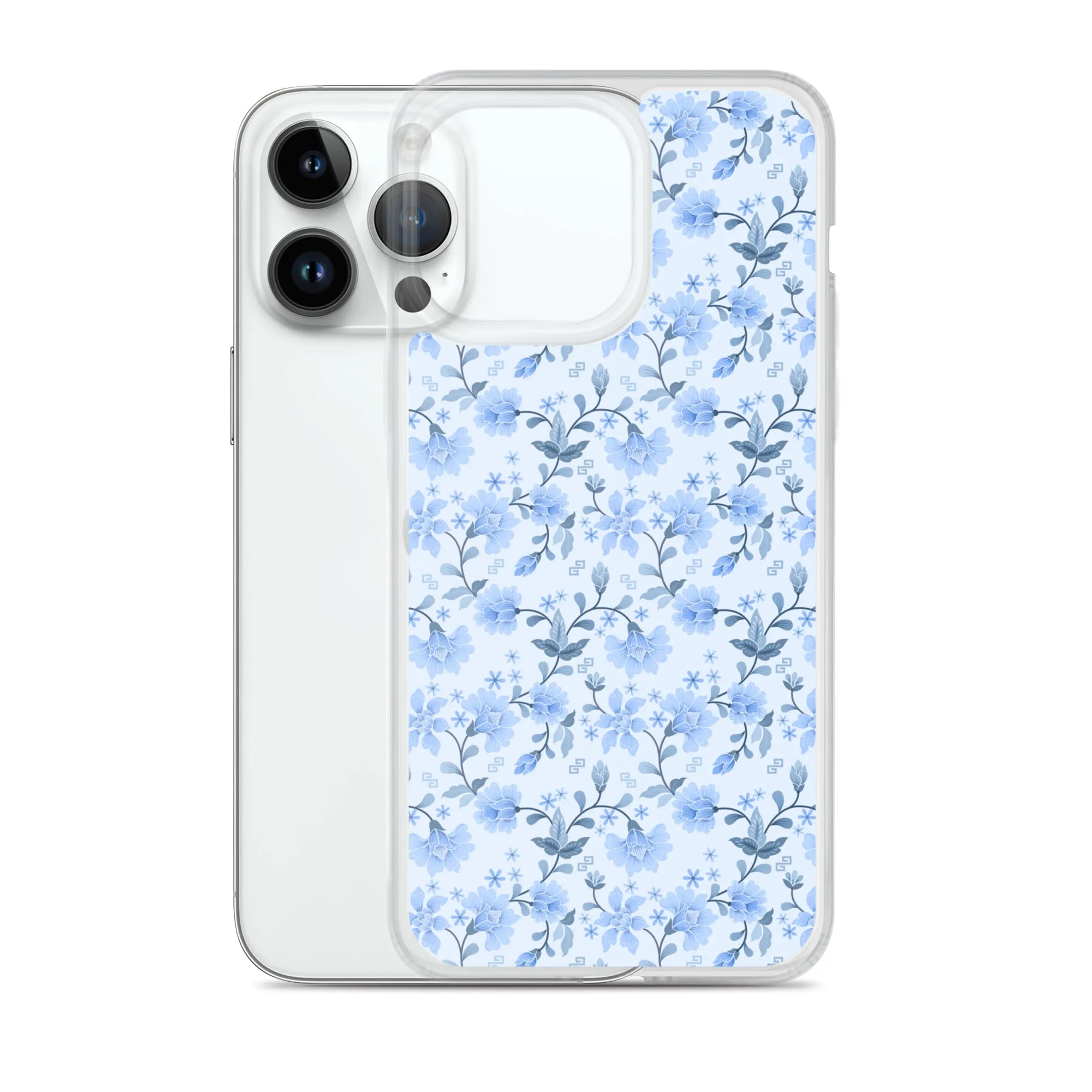 Light Blue Flowers iPhone 15 14 13 12 Pro Max Case, Petal Print Cute Gift Aesthetic iPhone 11 Mini SE 2020 XS XR X 7 Plus 8 Cell Phone