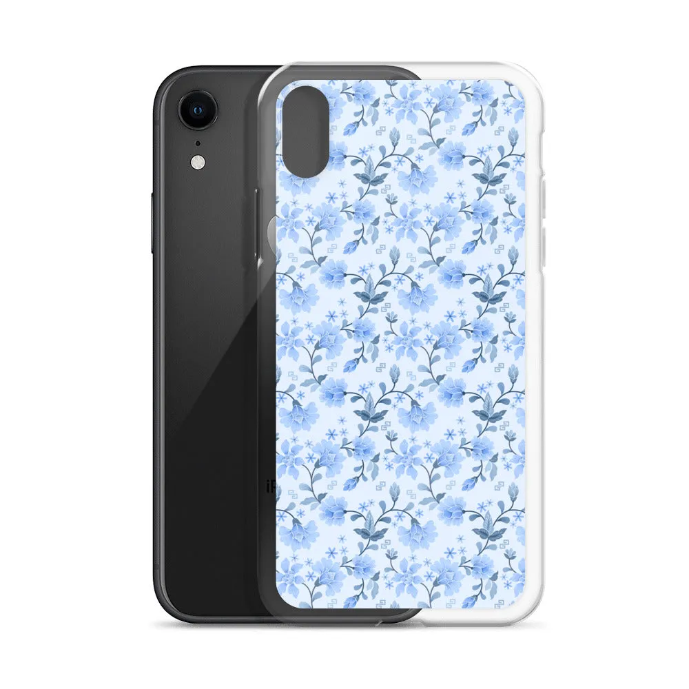 Light Blue Flowers iPhone 15 14 13 12 Pro Max Case, Petal Print Cute Gift Aesthetic iPhone 11 Mini SE 2020 XS XR X 7 Plus 8 Cell Phone