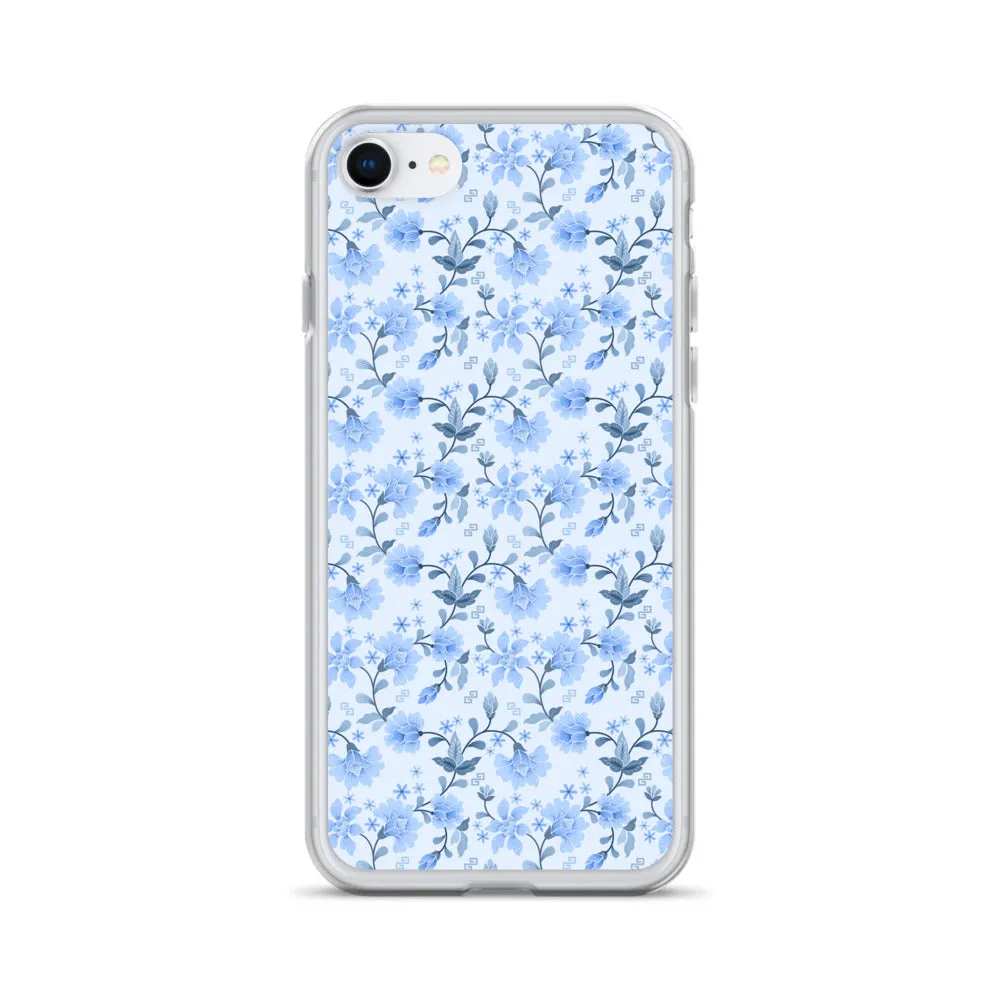 Light Blue Flowers iPhone 15 14 13 12 Pro Max Case, Petal Print Cute Gift Aesthetic iPhone 11 Mini SE 2020 XS XR X 7 Plus 8 Cell Phone