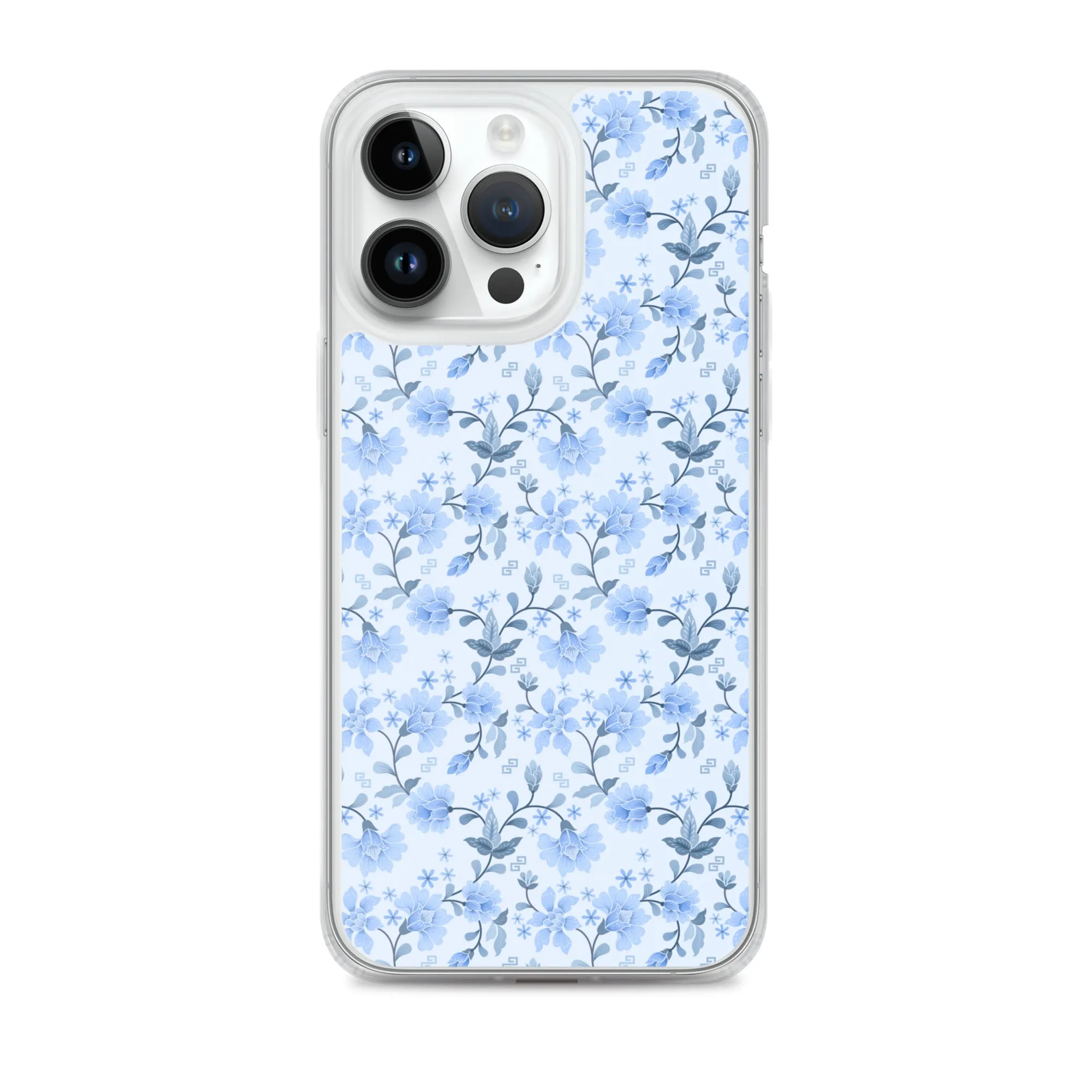 Light Blue Flowers iPhone 15 14 13 12 Pro Max Case, Petal Print Cute Gift Aesthetic iPhone 11 Mini SE 2020 XS XR X 7 Plus 8 Cell Phone