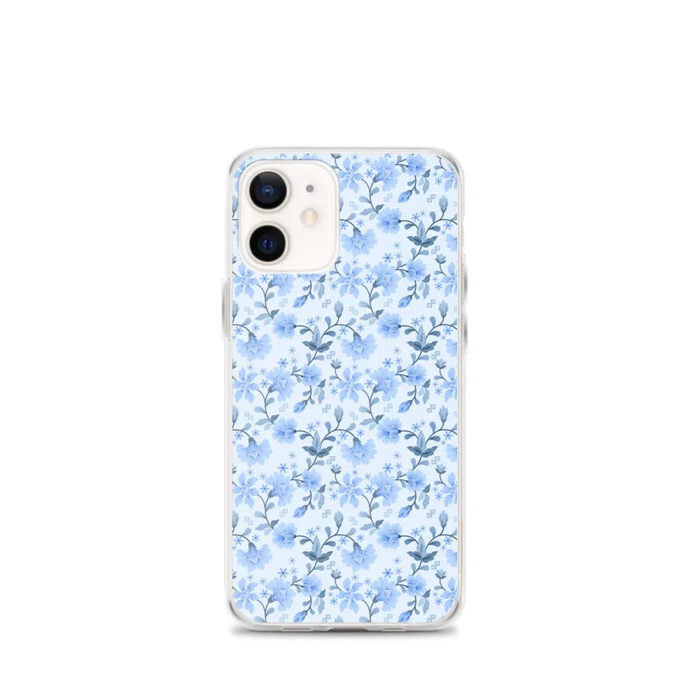 Light Blue Flowers iPhone 15 14 13 12 Pro Max Case, Petal Print Cute Gift Aesthetic iPhone 11 Mini SE 2020 XS XR X 7 Plus 8 Cell Phone