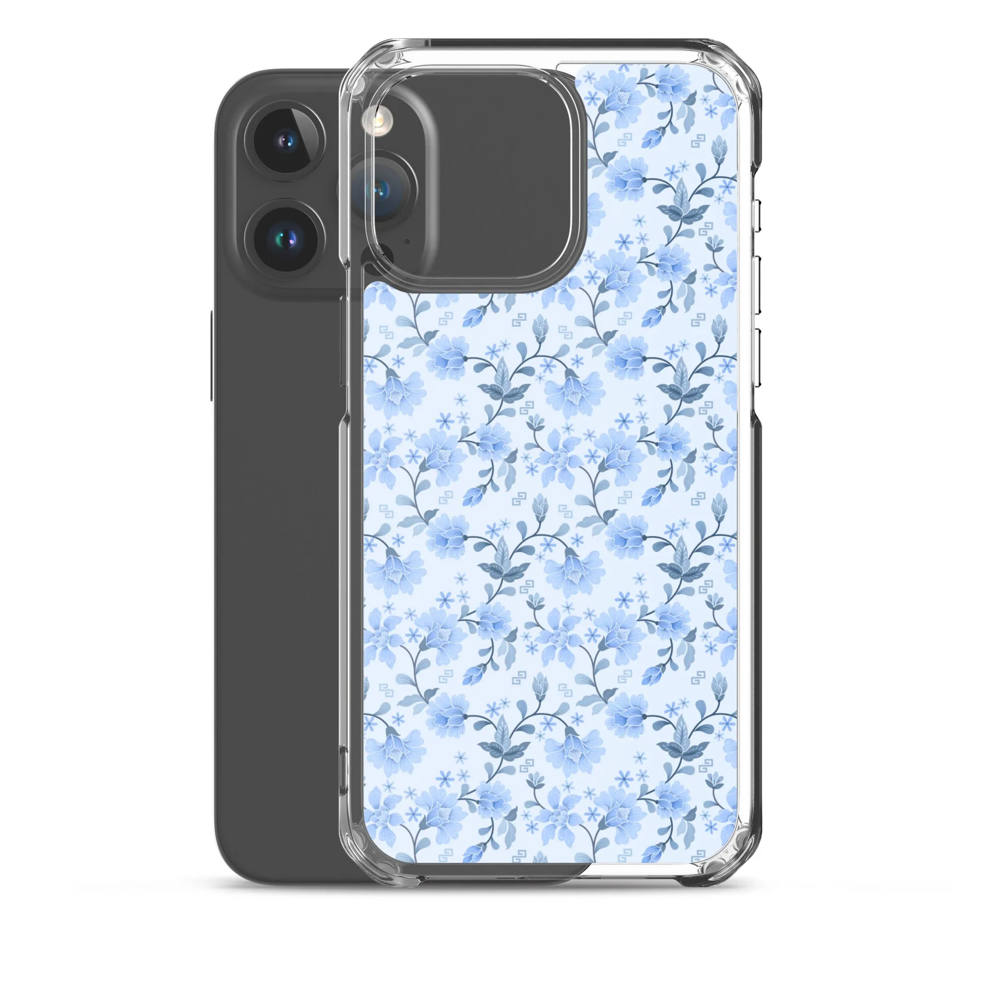 Light Blue Flowers iPhone 15 14 13 12 Pro Max Case, Petal Print Cute Gift Aesthetic iPhone 11 Mini SE 2020 XS XR X 7 Plus 8 Cell Phone