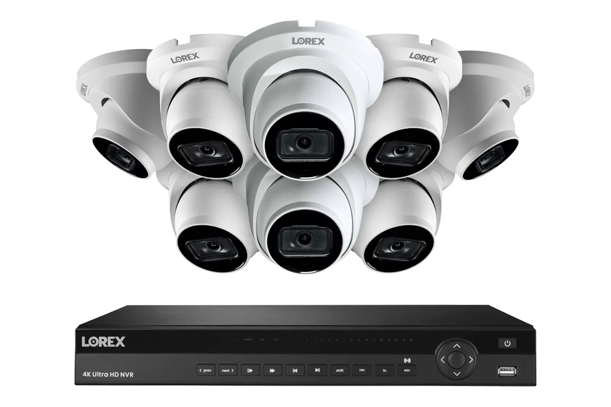 Lorex 4K (16 Camera Capable) 4TB Wired NVR System with Nocturnal 3 Smart IP Dome Cameras with Listen-In Audio and 30FPS