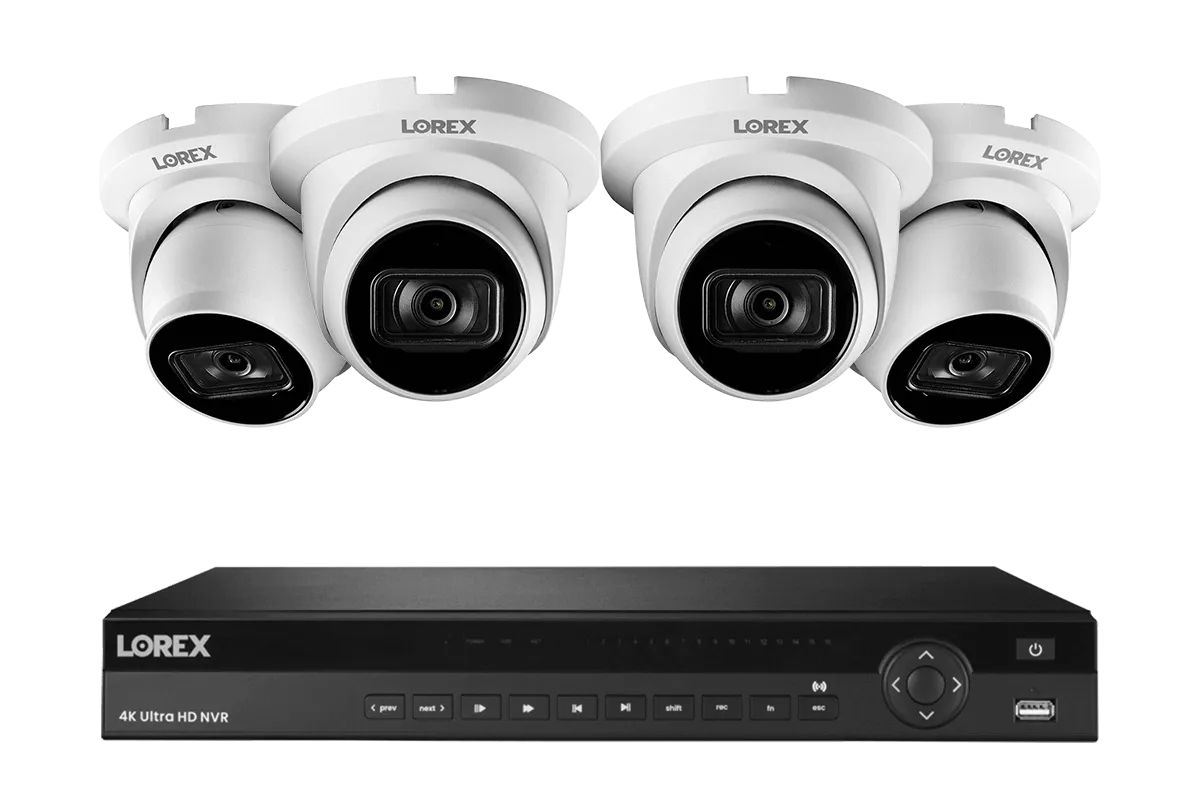 Lorex 4K (16 Camera Capable) 4TB Wired NVR System with Nocturnal 3 Smart IP Dome Cameras with Listen-In Audio and 30FPS