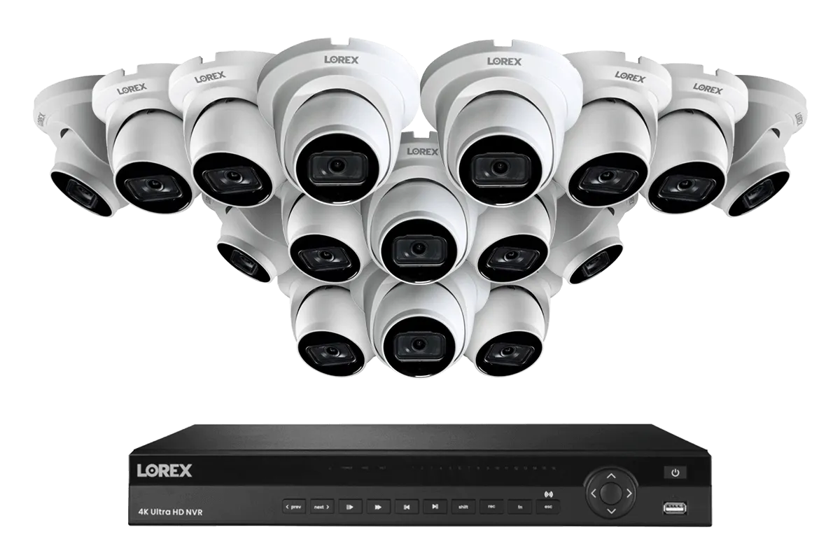 Lorex 4K (16 Camera Capable) 4TB Wired NVR System with Nocturnal 3 Smart IP Dome Cameras with Listen-In Audio and 30FPS