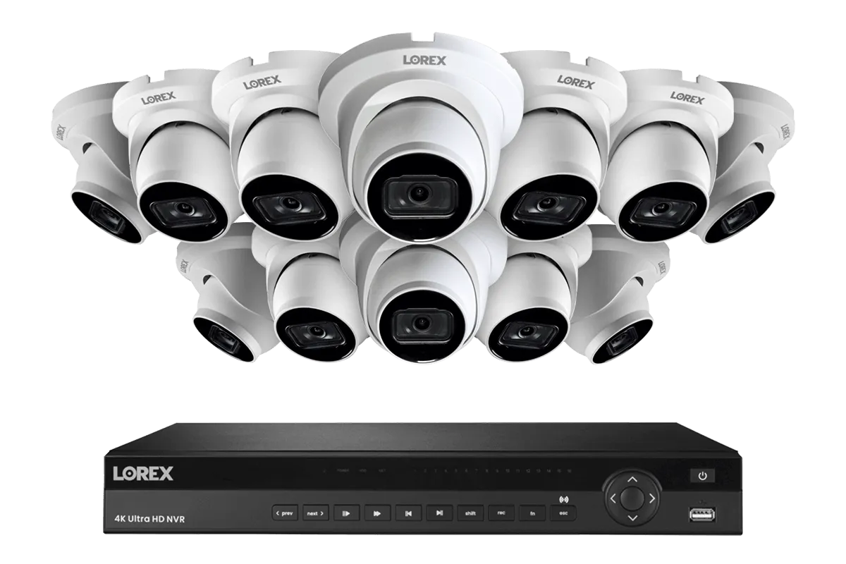 Lorex 4K (16 Camera Capable) 4TB Wired NVR System with Nocturnal 3 Smart IP Dome Cameras with Listen-In Audio and 30FPS